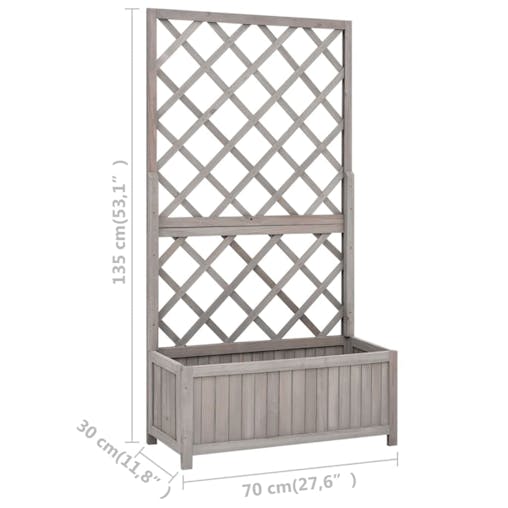 NNEVL Garden Trellis Planter Grey 70x30x135 cm Solid Firwood