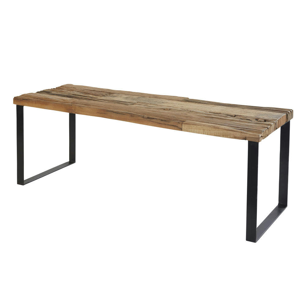 DIEGO - Banc en bois recyclé et métal noir