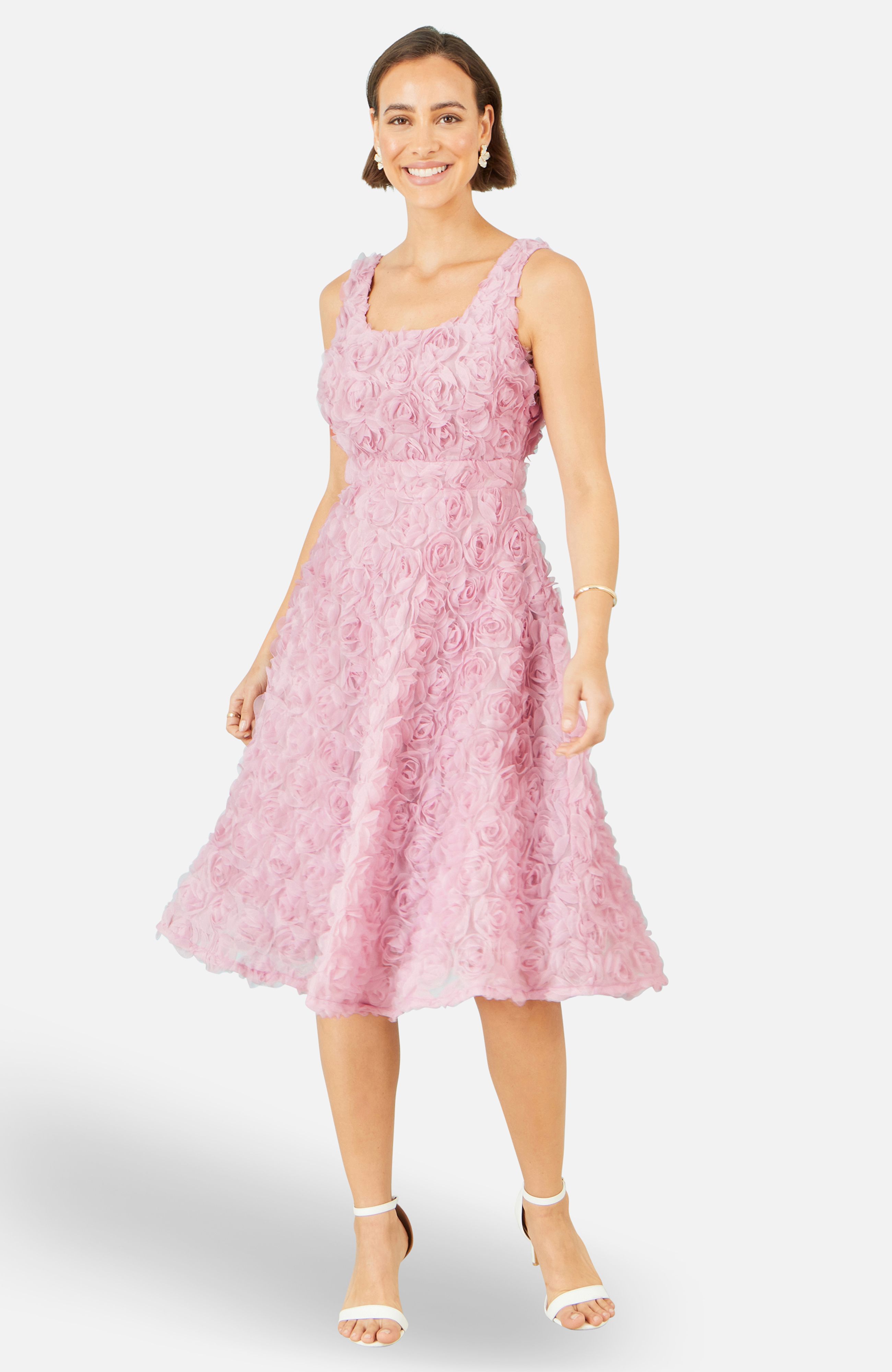 Yumi Applique Floral Skater Dress