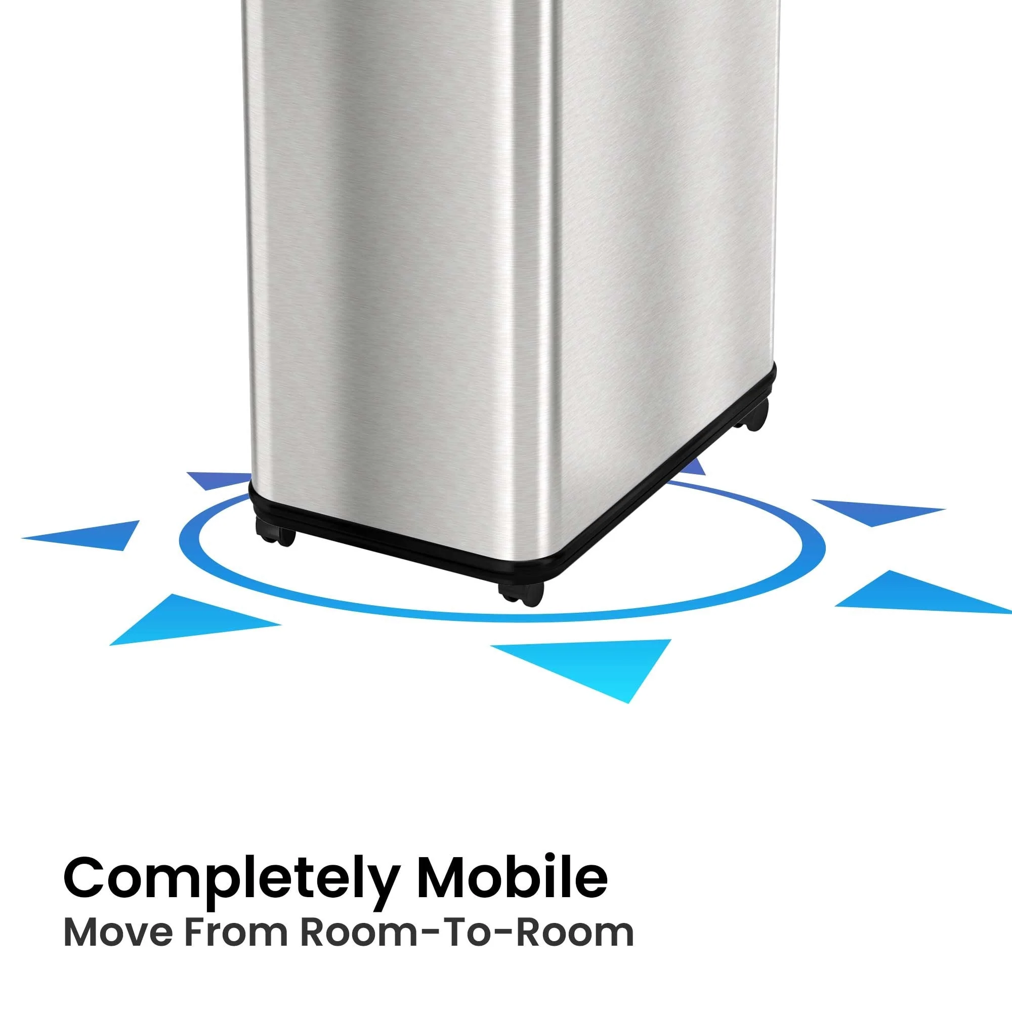 iTouchless 13 Gallon / 49 Liter Wings Lid Sensor Kitchen Trash Can with Wheels and Dual Odor Filters