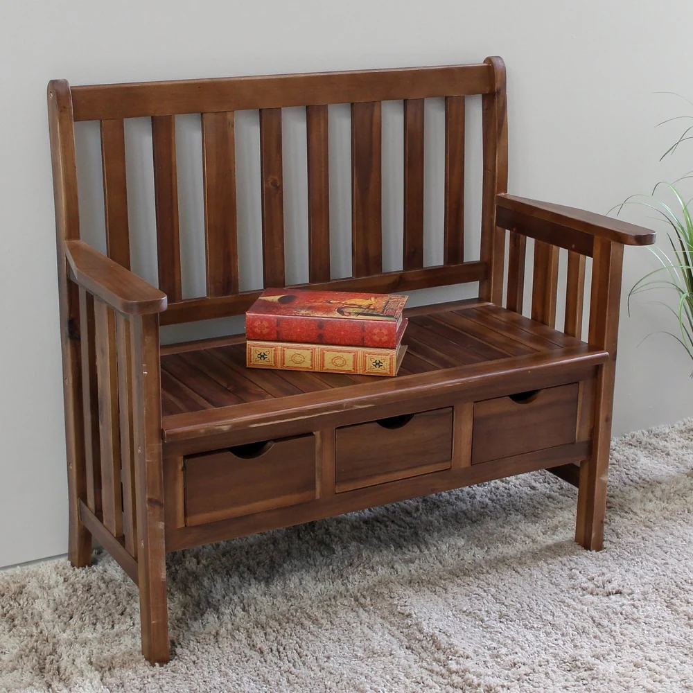 Highland 3-Drawer Acacia Bench