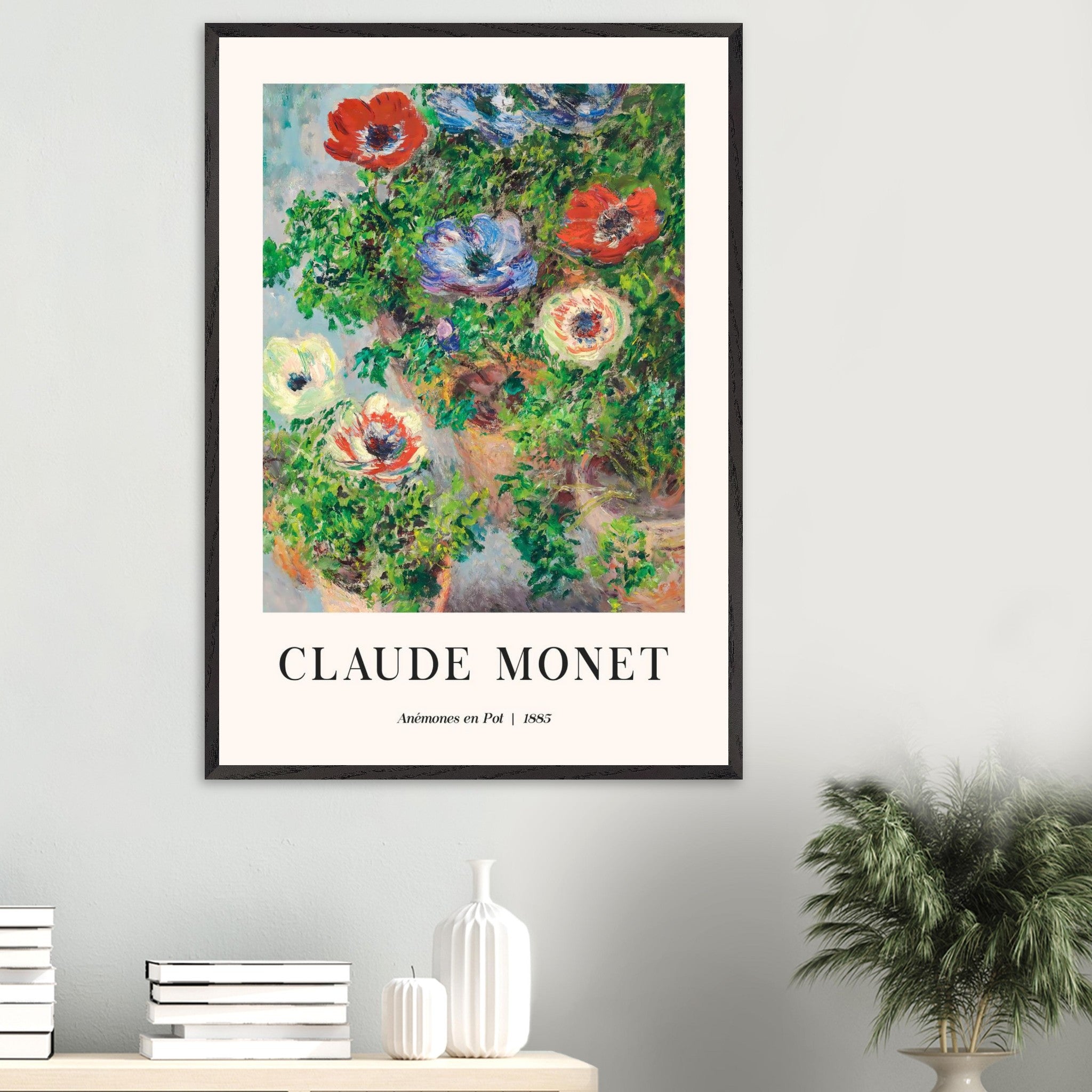 Artfulprints Poster Claude Monet - Anémones en pot  - 70x100 cm - Groen