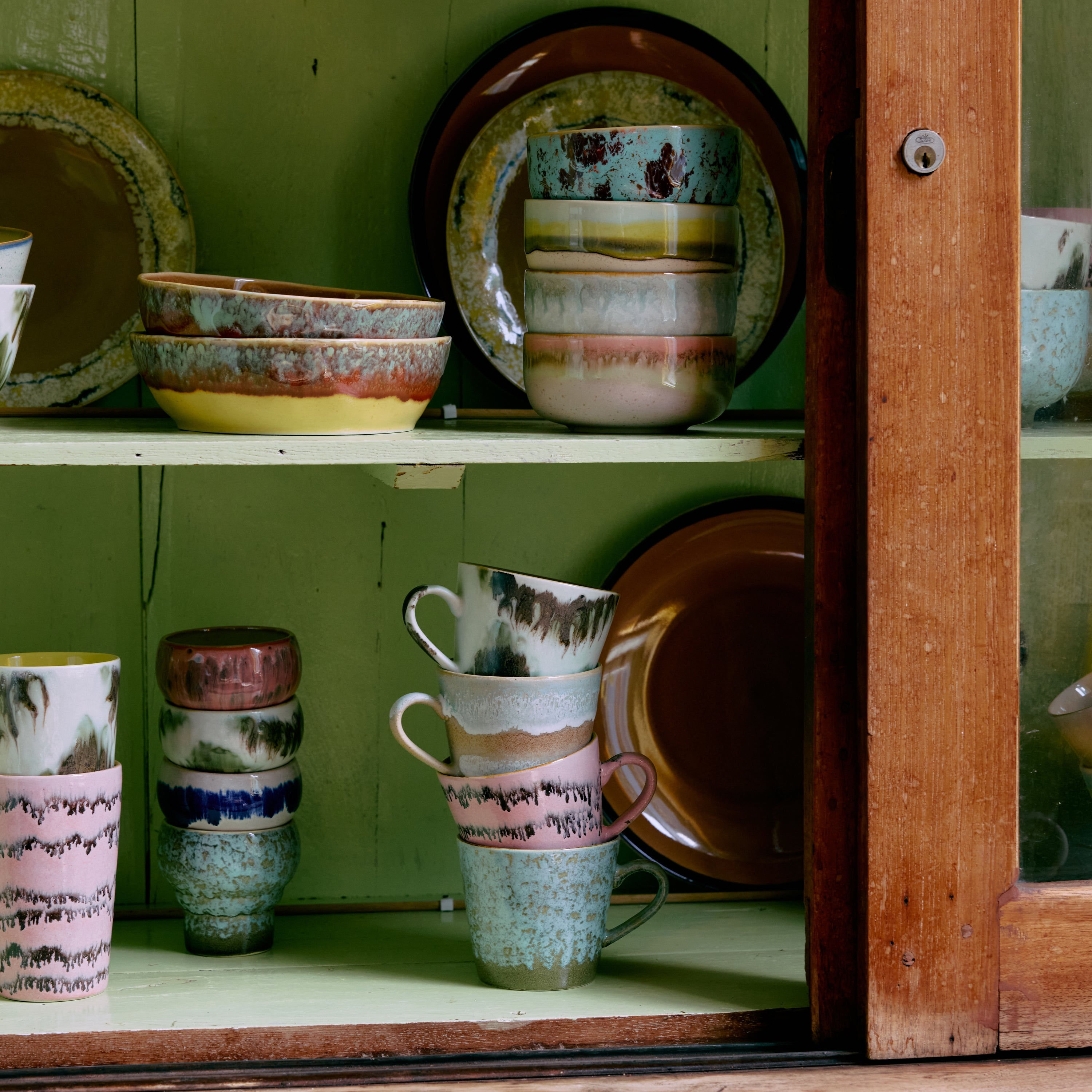 HKliving 70's Ceramics Cappuccinomok 0,33 L - Set van 4 - Dada