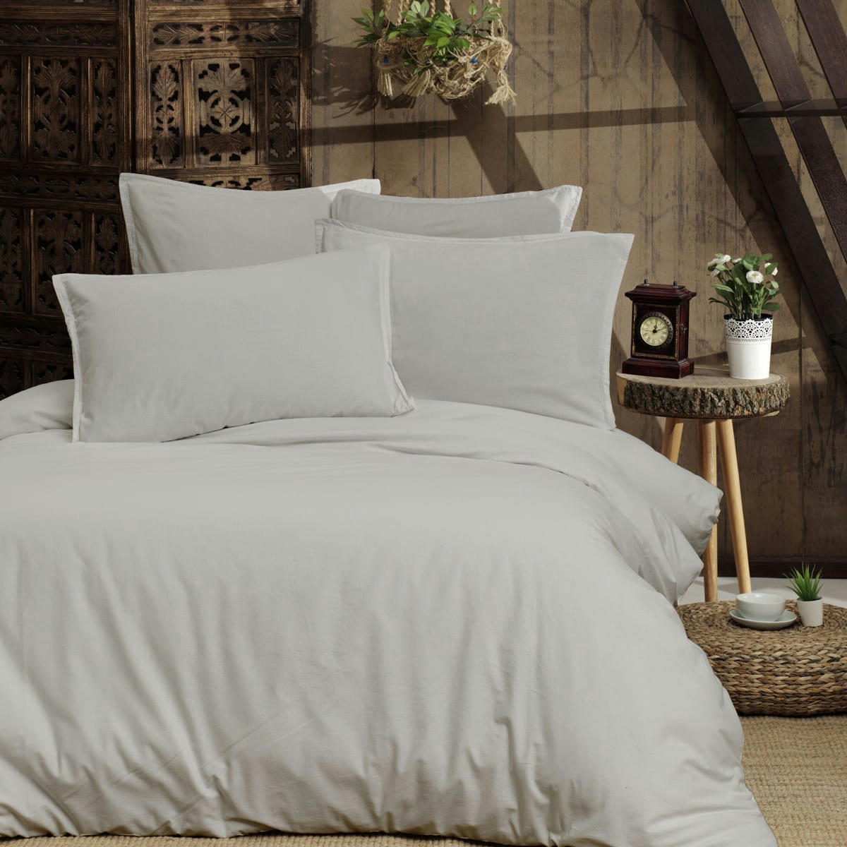 STUDIO - Housse de couette en coton  gris perle 140x200 cm