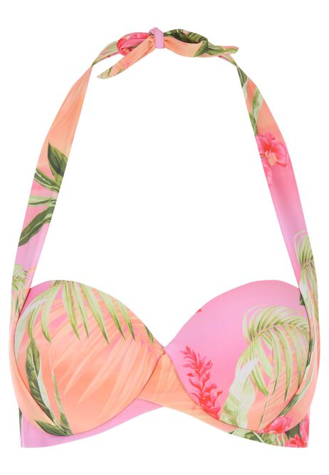 Womens Pink Sunset Halterneck Bikini Top