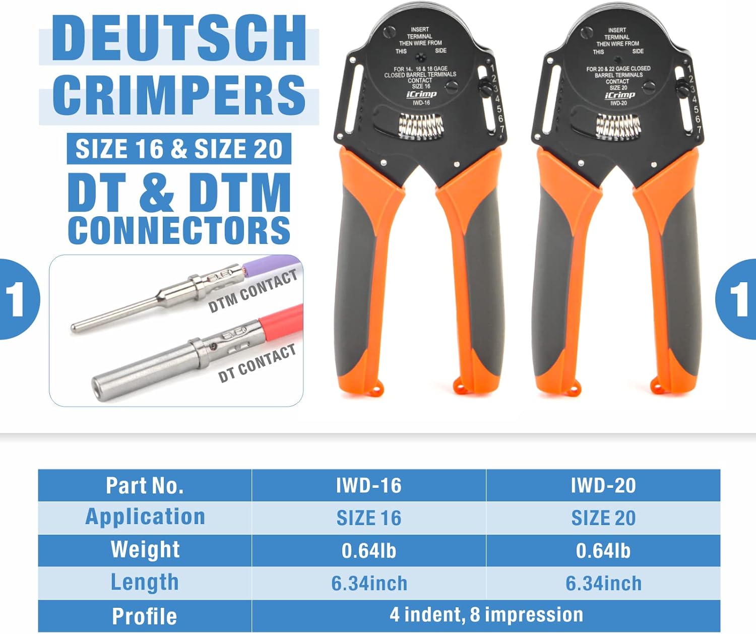 IWISS iCrimp KIT-DC02 Wire Crimping Tool Kit for Deutsch Connectors and Weather Pack Terminals with Connector Removal Tools