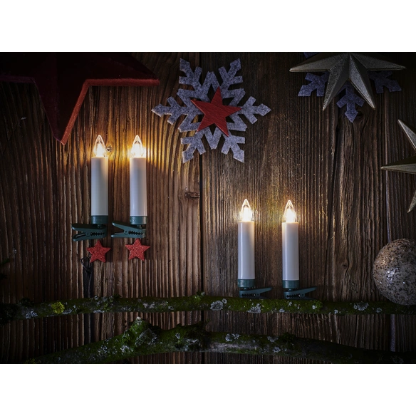 Christbaumkerzen Lumix Superlight Flame mini, Elfenbein, 6er