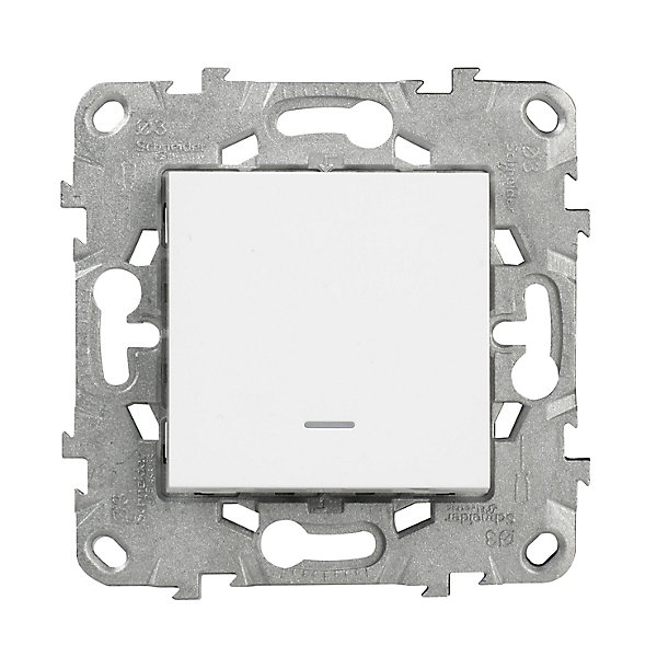 Interrupteur va-et-vient lumineux ou témoin connexion rapide 10A Schneider Electric Unica Déco blanc