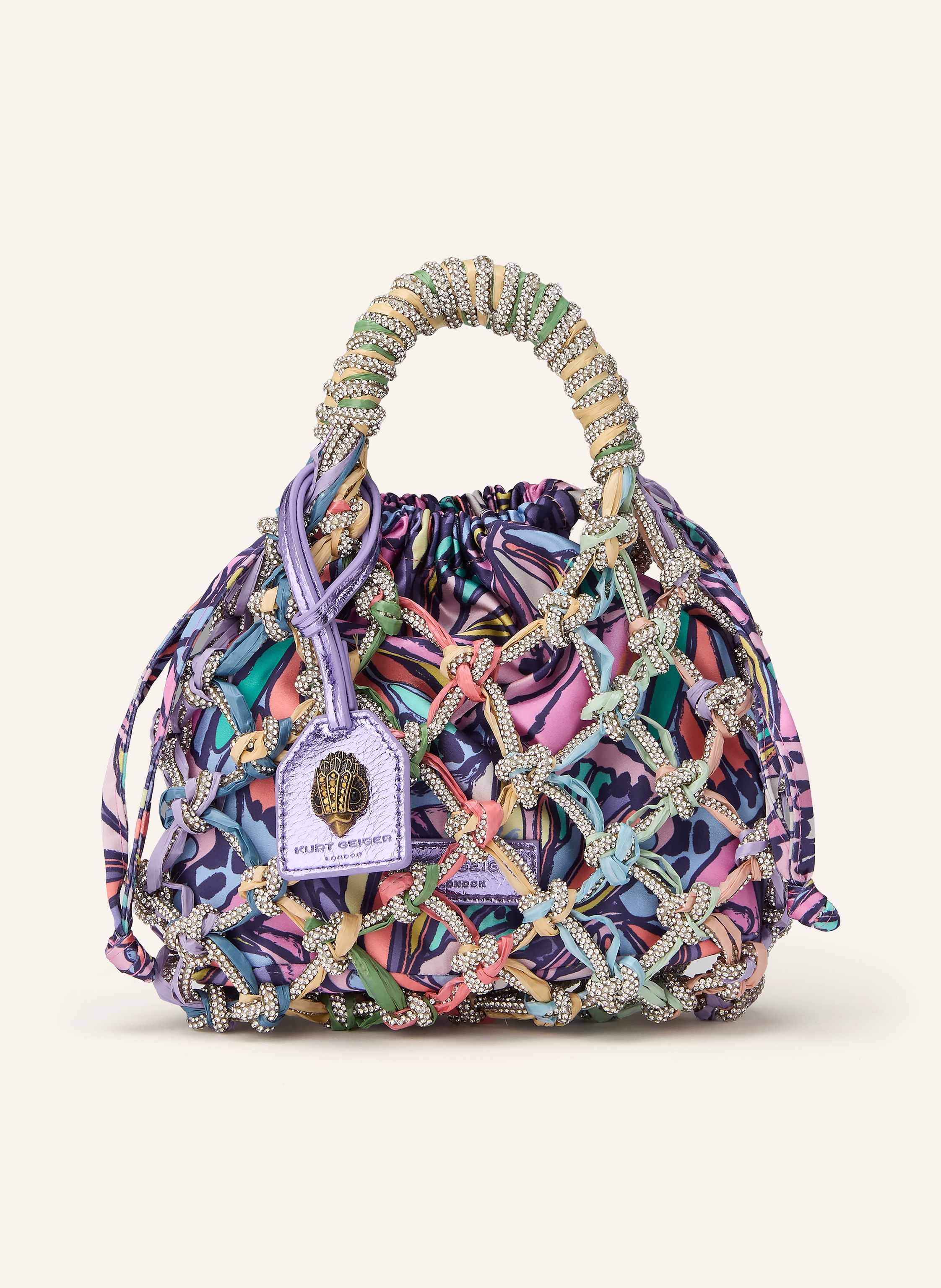 KURT GEIGER Beuteltasche MACRAME CRYSTAL mit Schmucksteinen