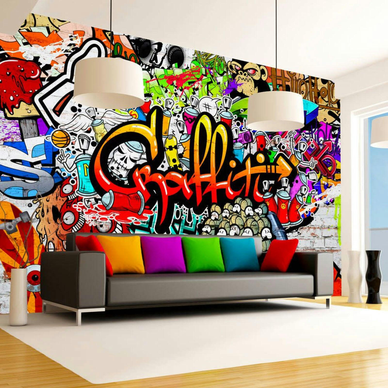 - Papier peint graffitis colorés 350 x 245 cm