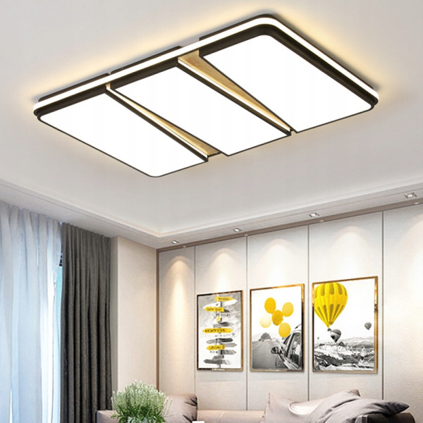 Lampa LED Plafon 90X60CM  Pilot 65W czarna bambus nowość