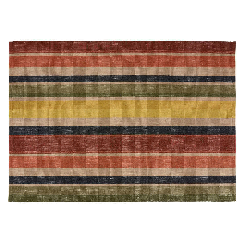 BENEDITO - Tapis en polyester recyclé motifs à rayures multicolores 140x200