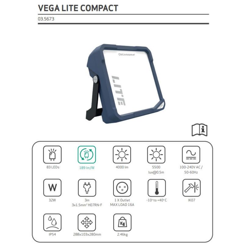 Projecteur LED Vega Lite Compact 4000 lm 32 W SCANGRIP