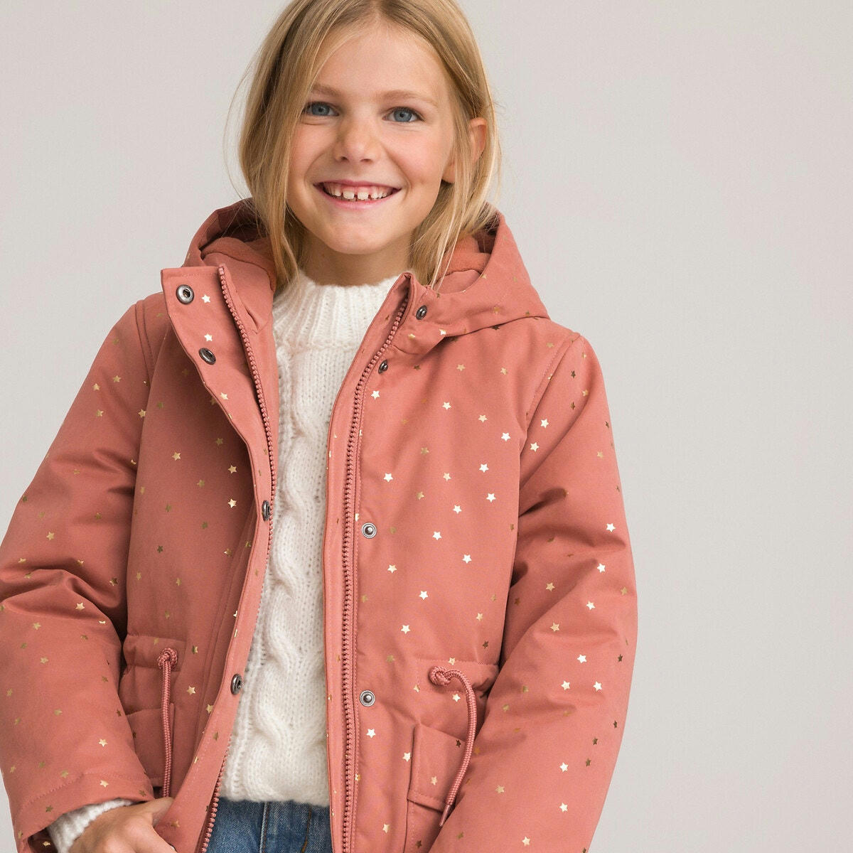 Veste chaude à capuche, étoiles