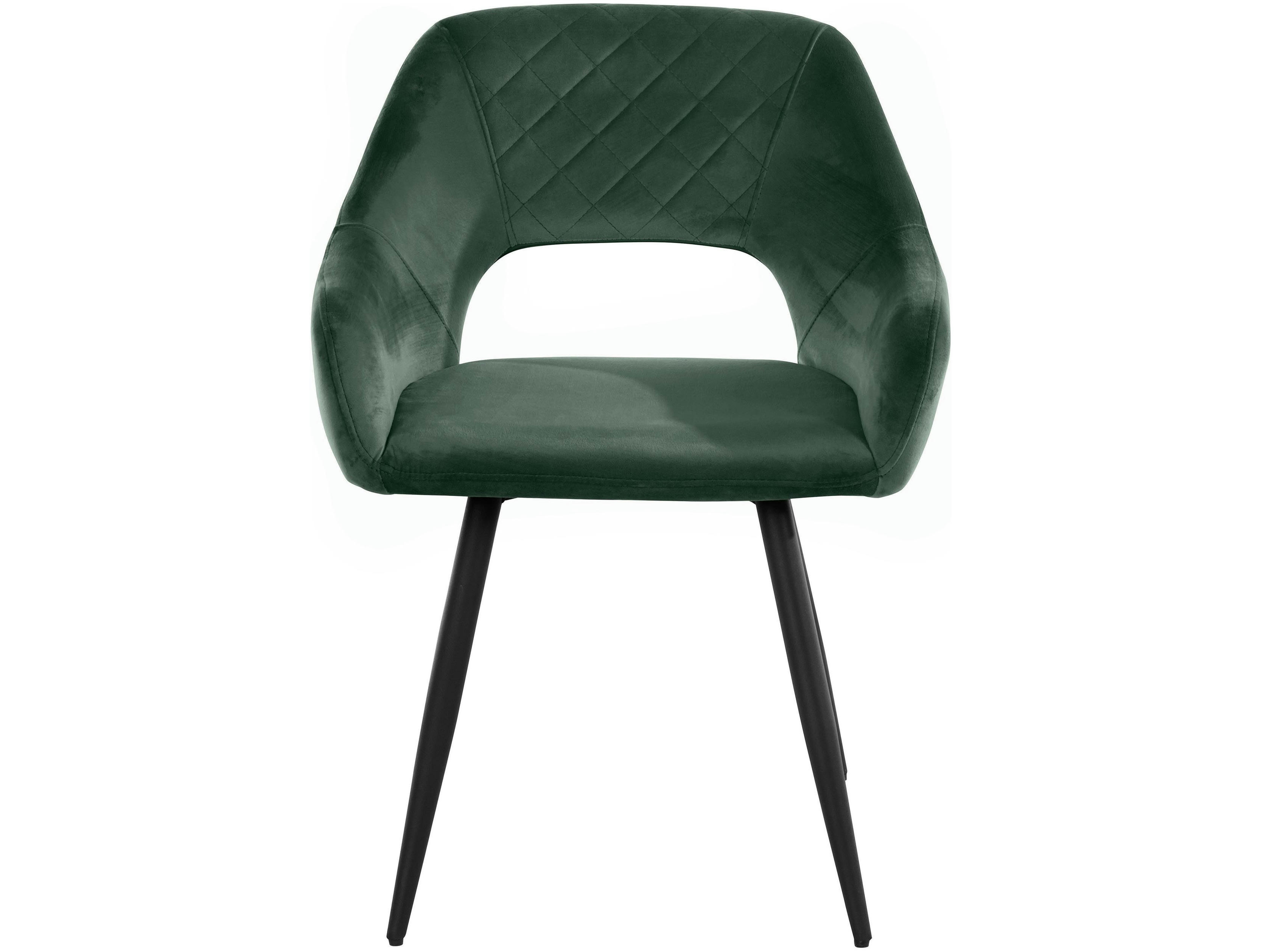 FLUER - Lot de 2 chaises de salle à manger rembourrées en velours vert foncé