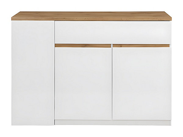 Ilot central de cuisine avec rangements - Blanc et Naturel - MEILI