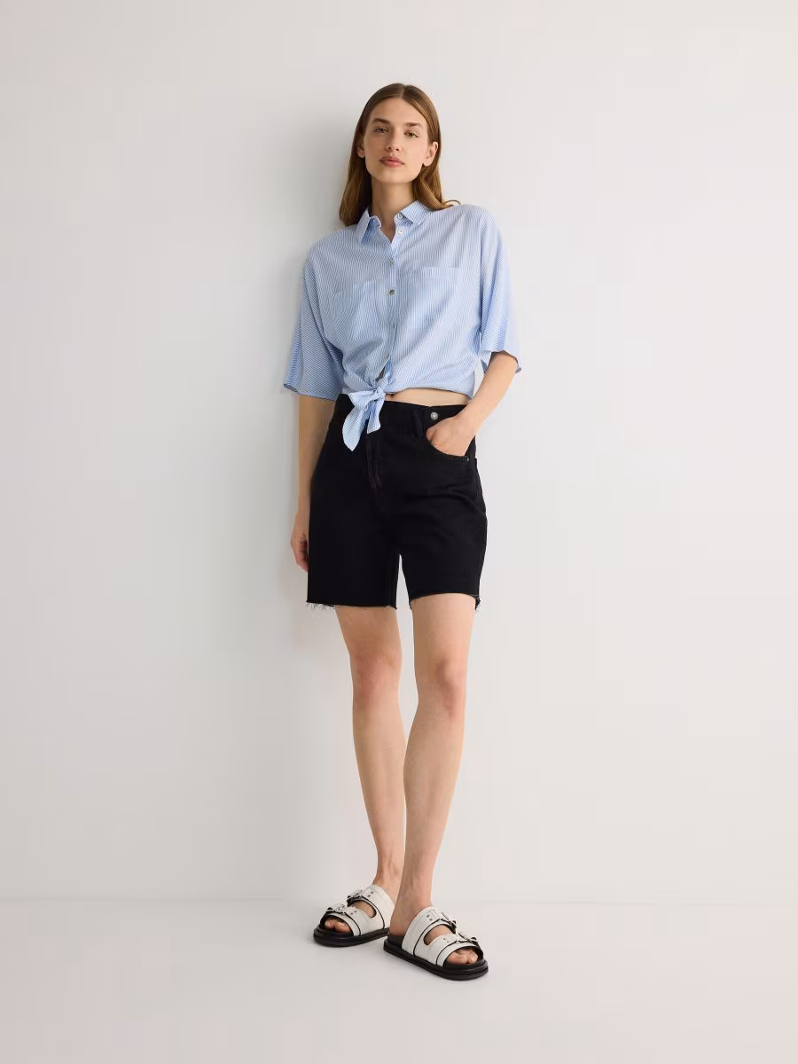 Cropped Shirt With Tie Detail