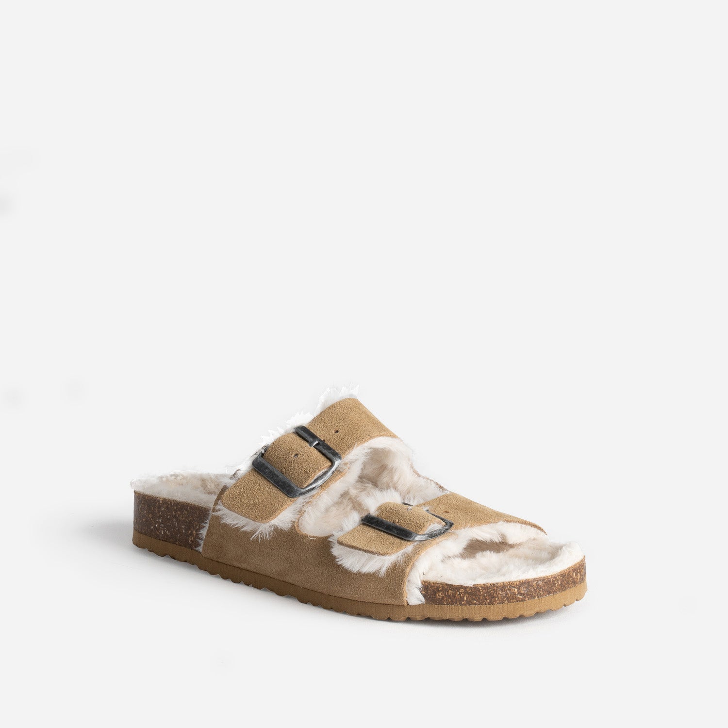 Mule à brides TEXTO beige cuir velours fourré