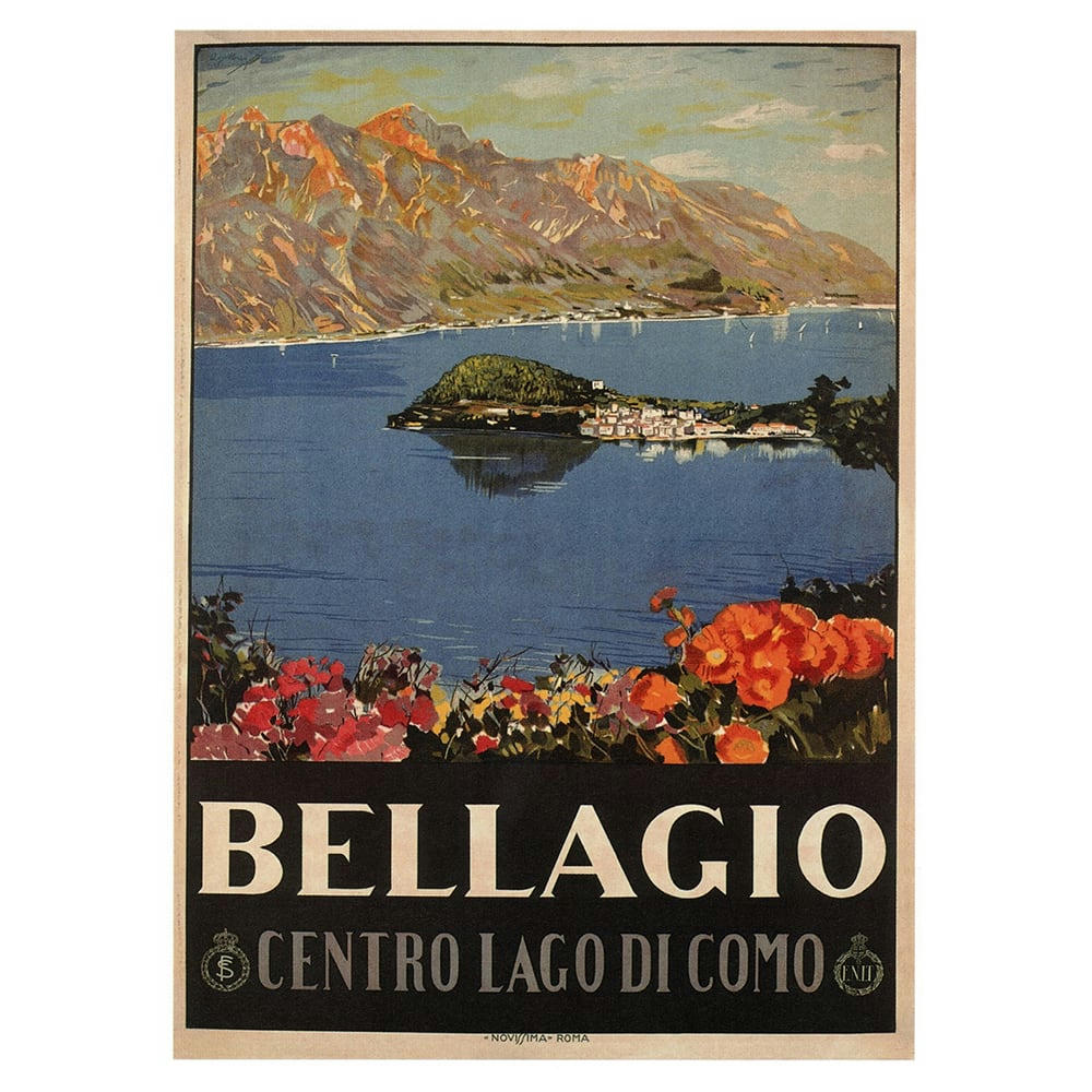- Tableau affiche touristique vintage Bellagio 50x70cm