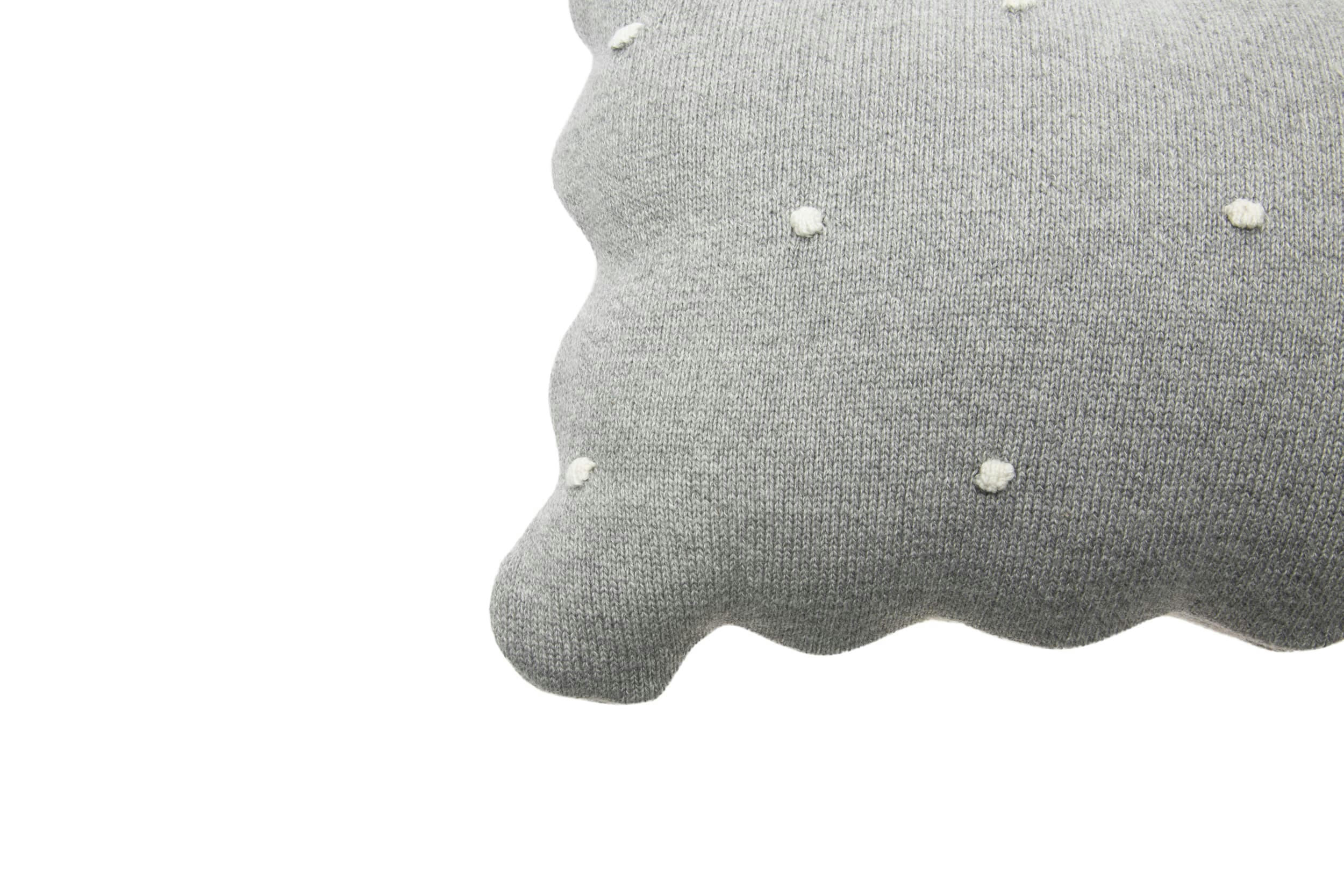 BISCUIT - Coussin rond biscuit de coton gris 25x35