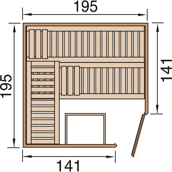 Ecksauna »Turku 2«, BxHxT: 198 x 205 x 198 cm
