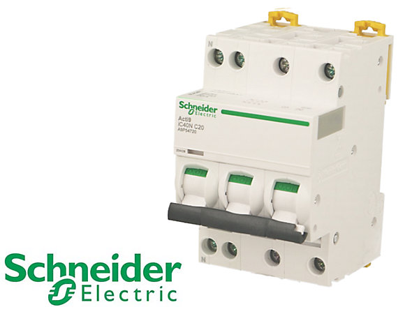 Disjoncteur modulaire tétrapolaire compact Schneider Acti9 iC40N 40A courbe C