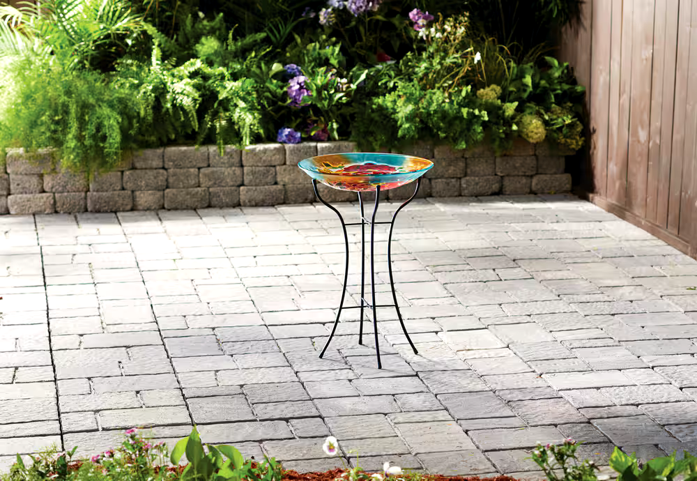 For Living Glass Flower Bird Bath, 26-in