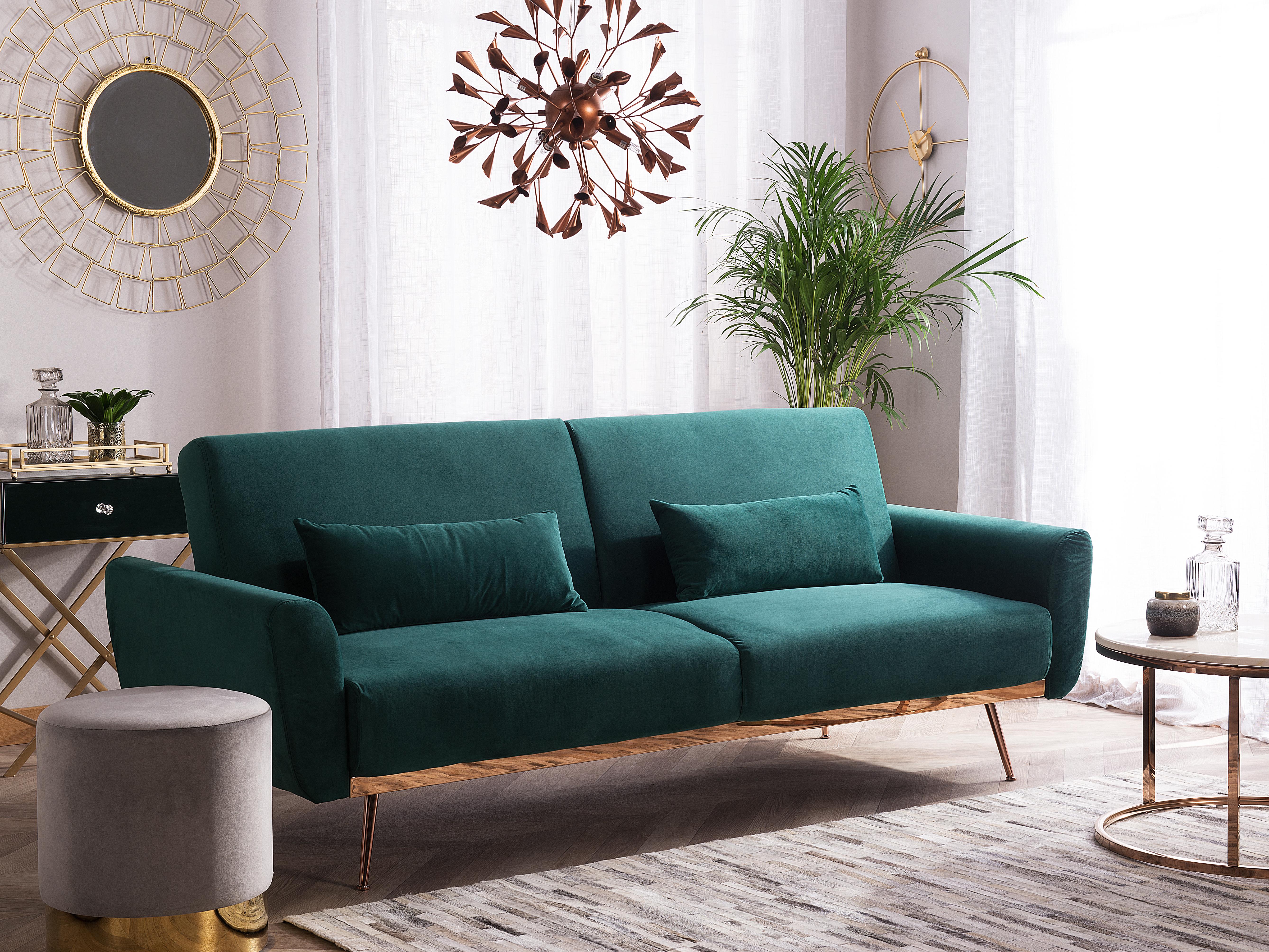 Sofa Bed 3 Seater EINA Velvet Emerald Green