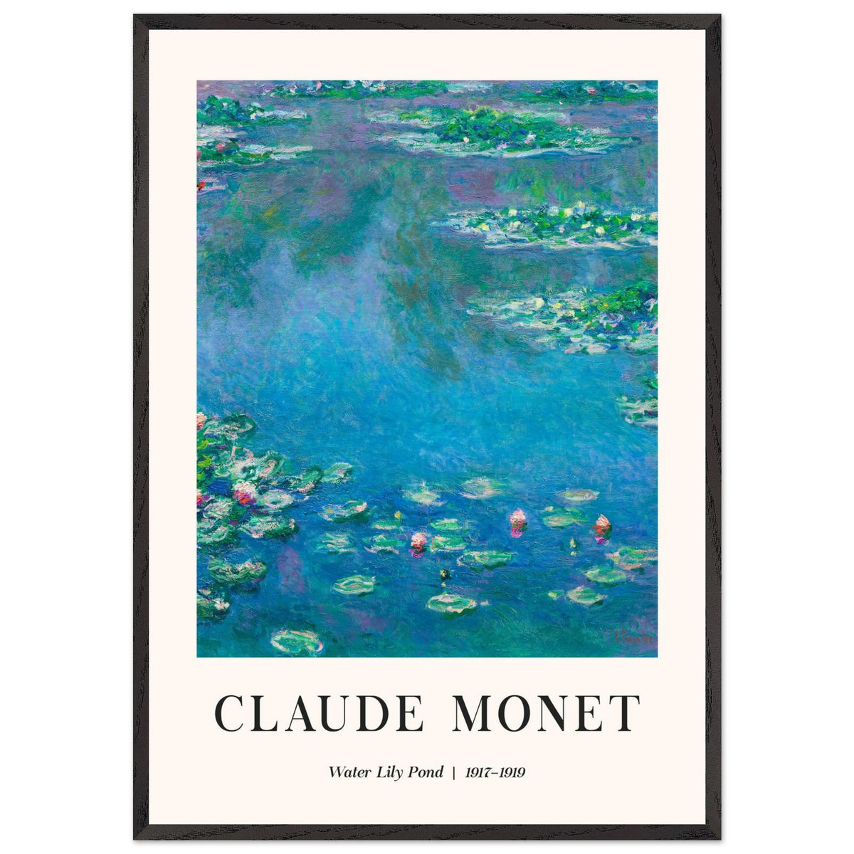 Artfulprints Poster met Lijst Claude Monet - Water lily pond  - 70x100 cm - Blauw