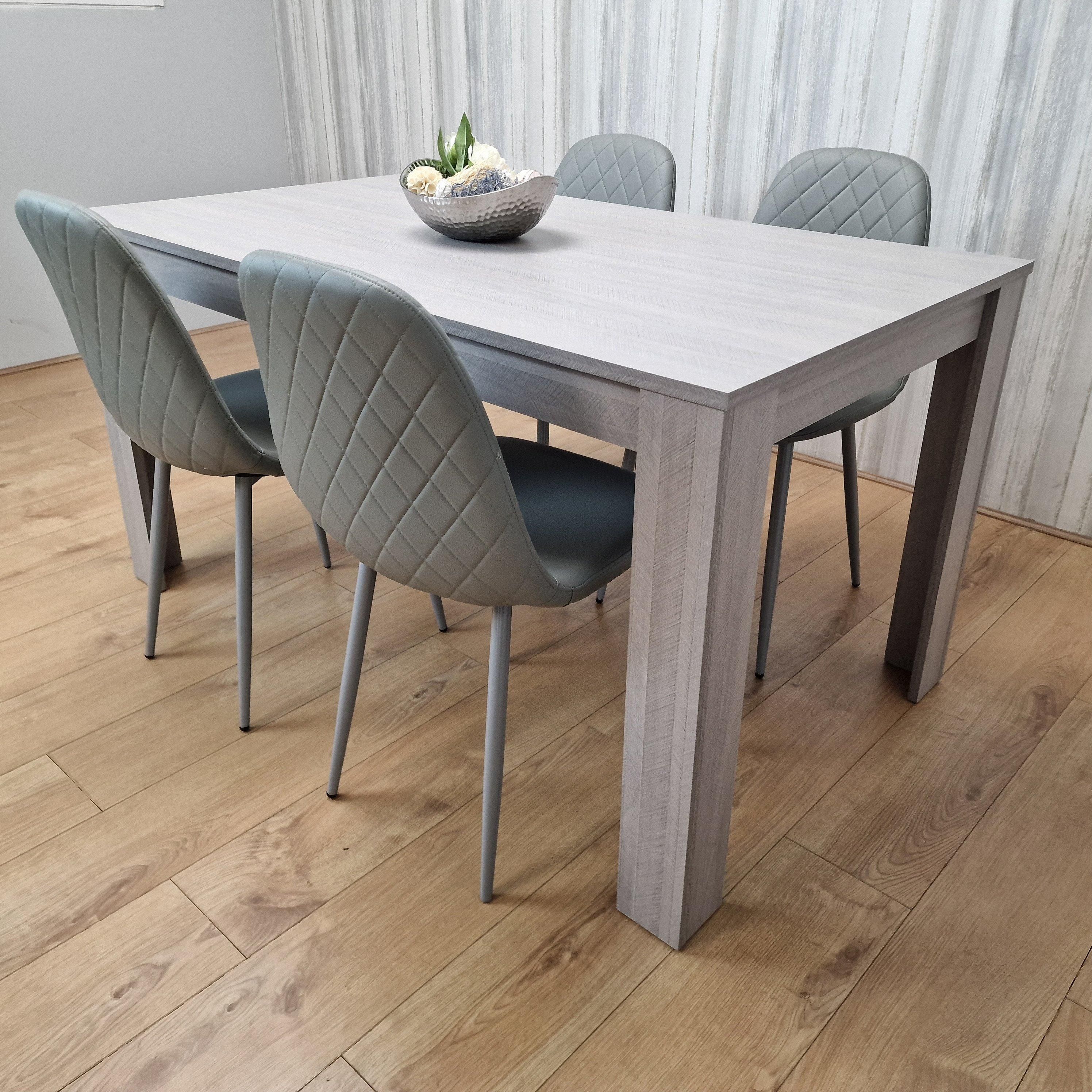 KOSY KOALA Grey Table With 4 Grey Padded Chairs Kitching Dining Set Dining Room Dining Set for 4