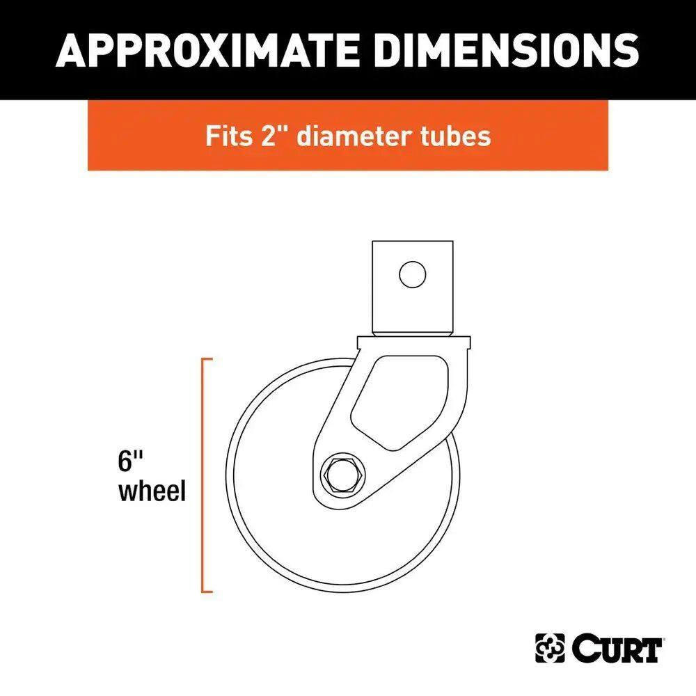 CURT 6-in Jack Caster (Fits 2-in Tube, 1,200-lb)