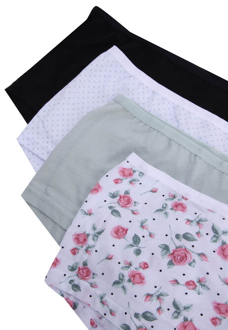 Womens 4pk Sage & Rose Print Shorts Briefs