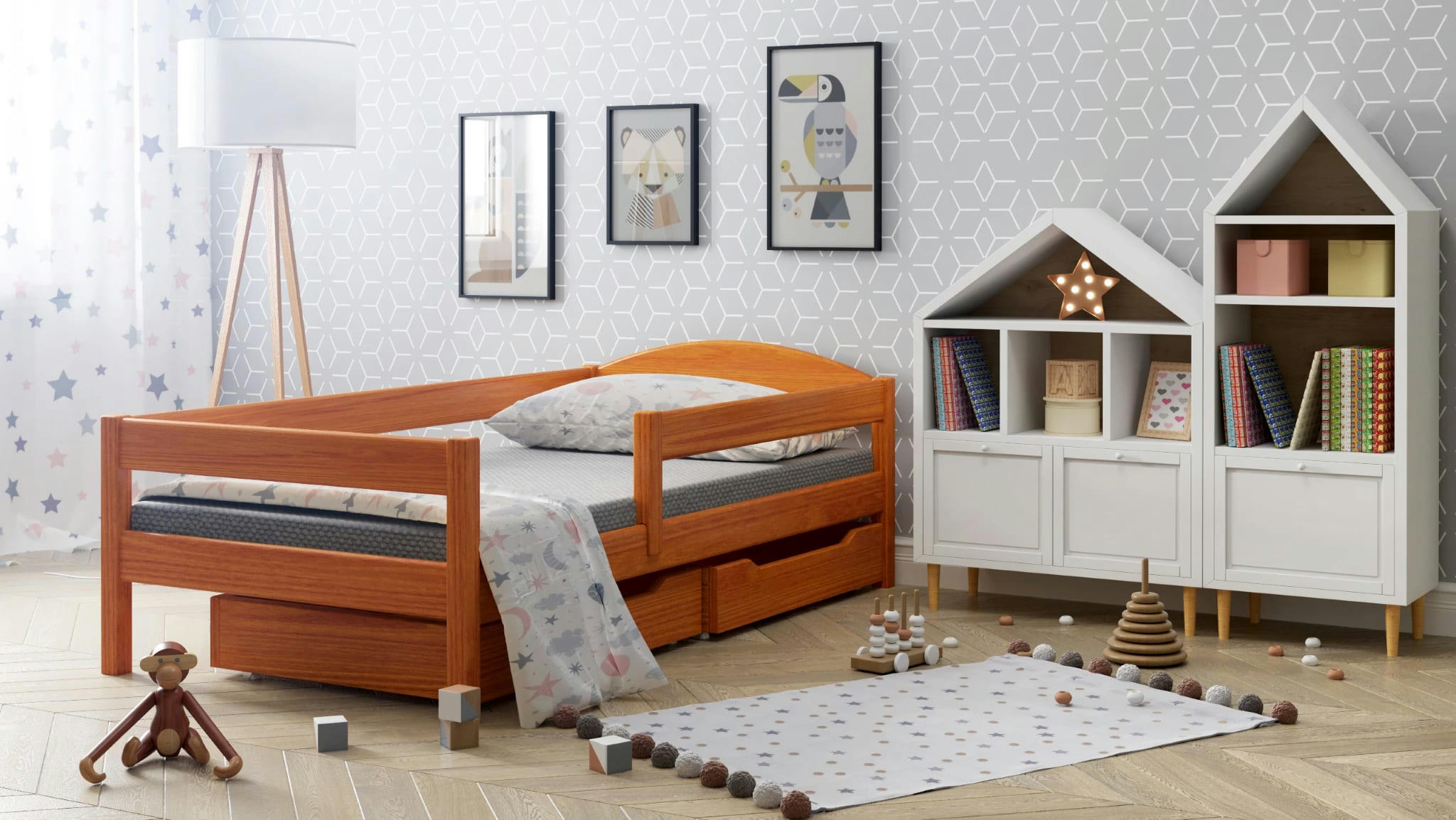 - Lit simple en pin massif 180x80 colour teck