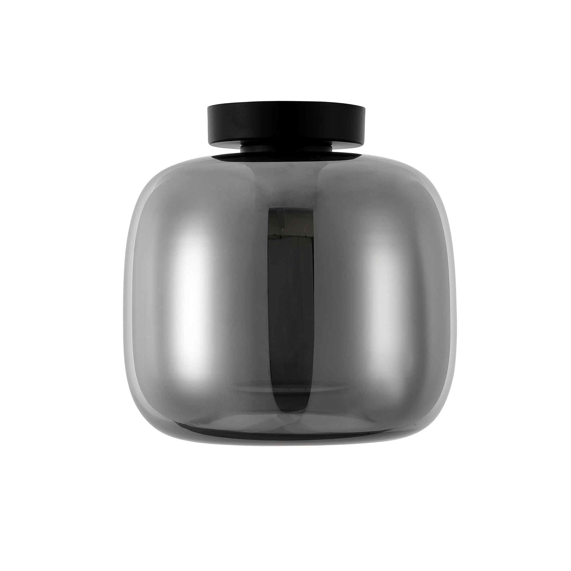 Artdelight Plafondlamp Preston Zwart & Smoke Glas 28cm - Copy