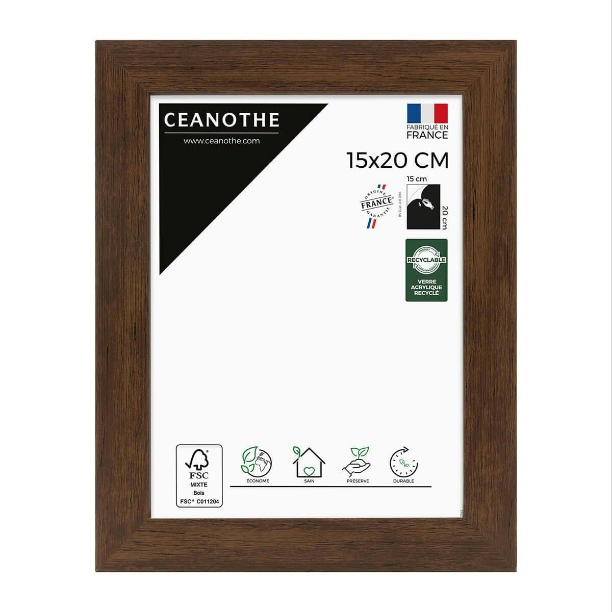 ETERNEL - Cadre photo design ébène bois foncé 15x20 cm bois reconstitué fsc