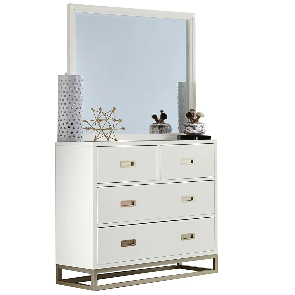 Hillsdale Tinley Park 4 Drawer Chest & Mirror, Soft White