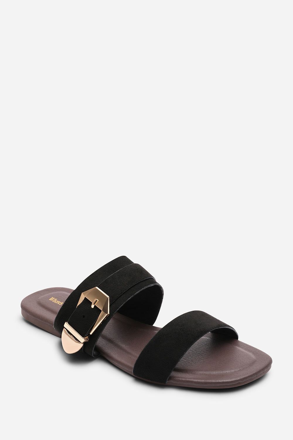 Where's That From Alvane' Dual Strap Flat Sliders with Buckle Detail