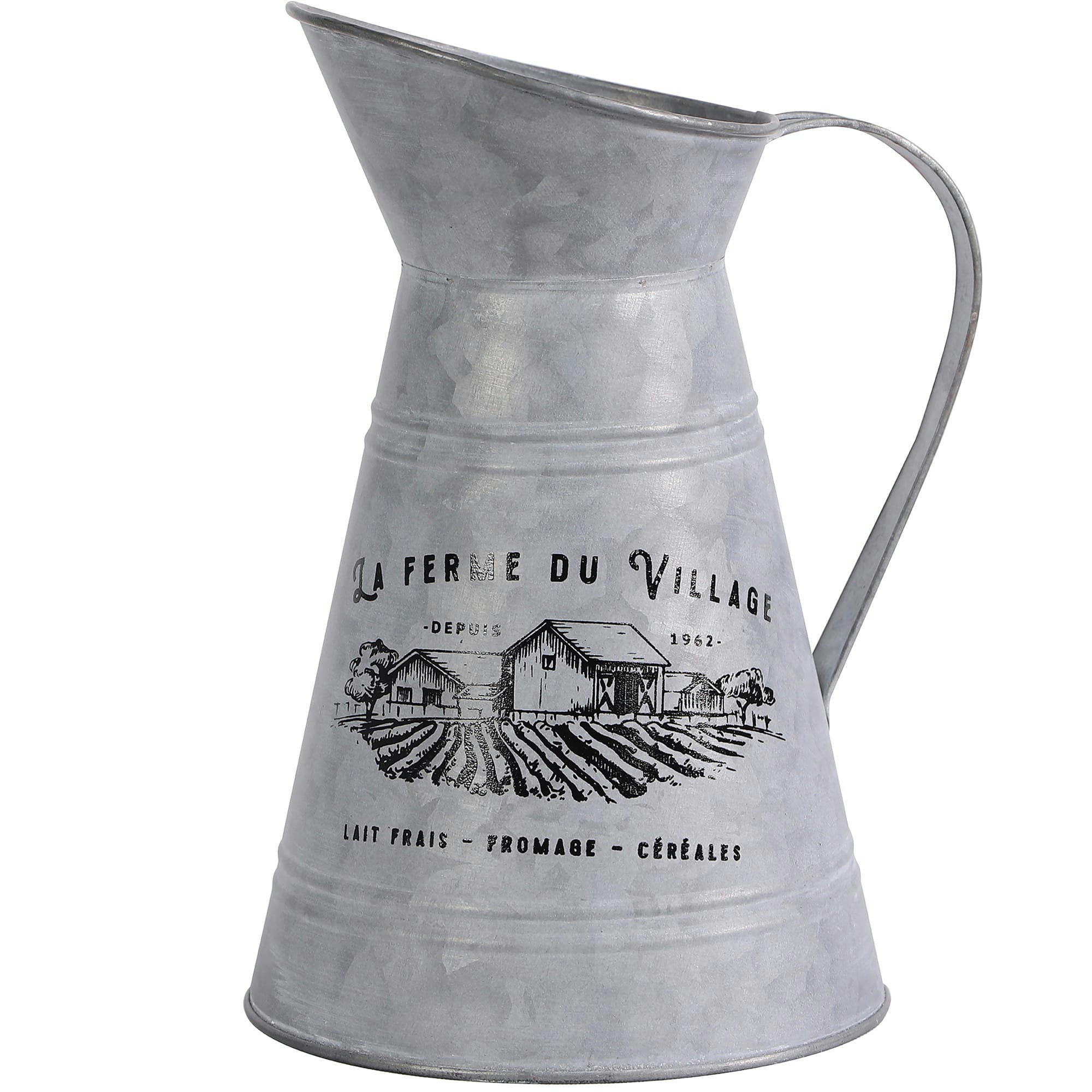 - Cruche à lait métal effet zinc esprit cottage décoratif