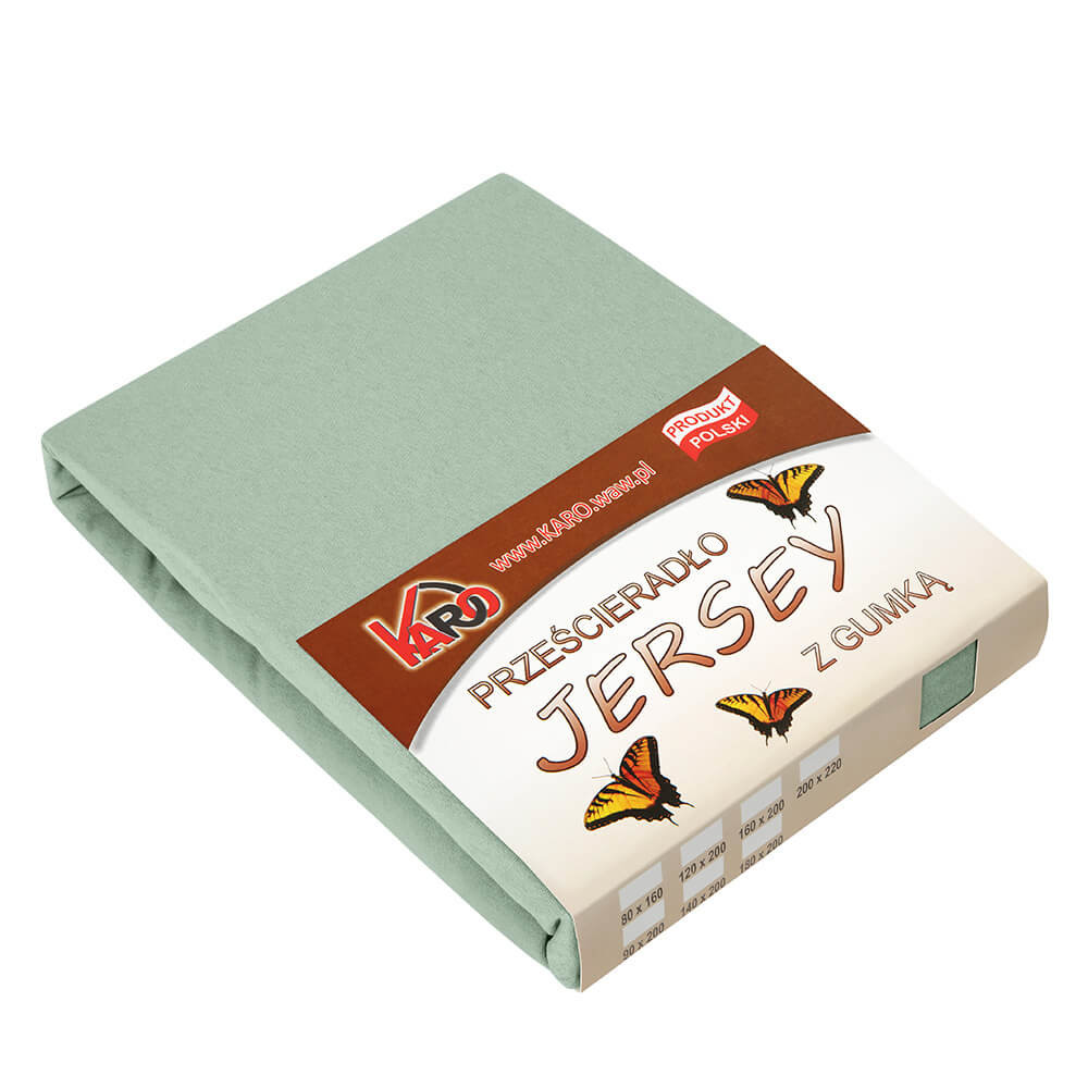 Prześcieradło jersey z gumką 200x220 oliwkowe 013 KARO