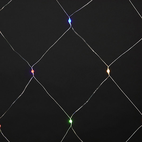 Guirlande lumineuse rideaux intérieur et extérieur 120 LED IP44 9W multicolore L.14m câble transparent