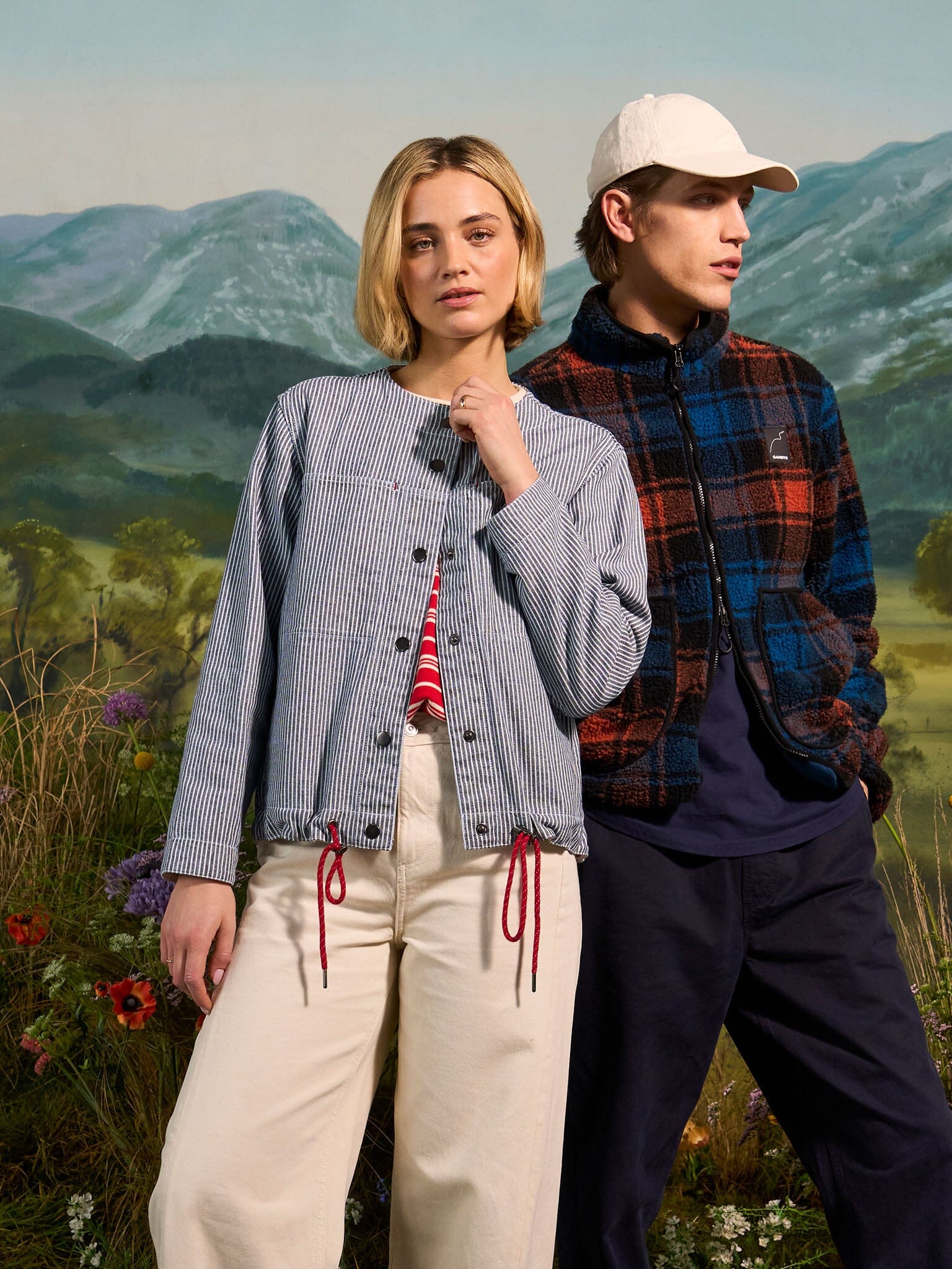Provence Cotton Collarless Jacket in Blue Stripe