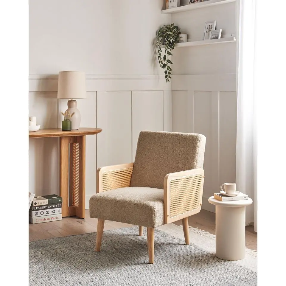 HOJBY - Fauteuil - Zandbeige - Boucl&eacute;