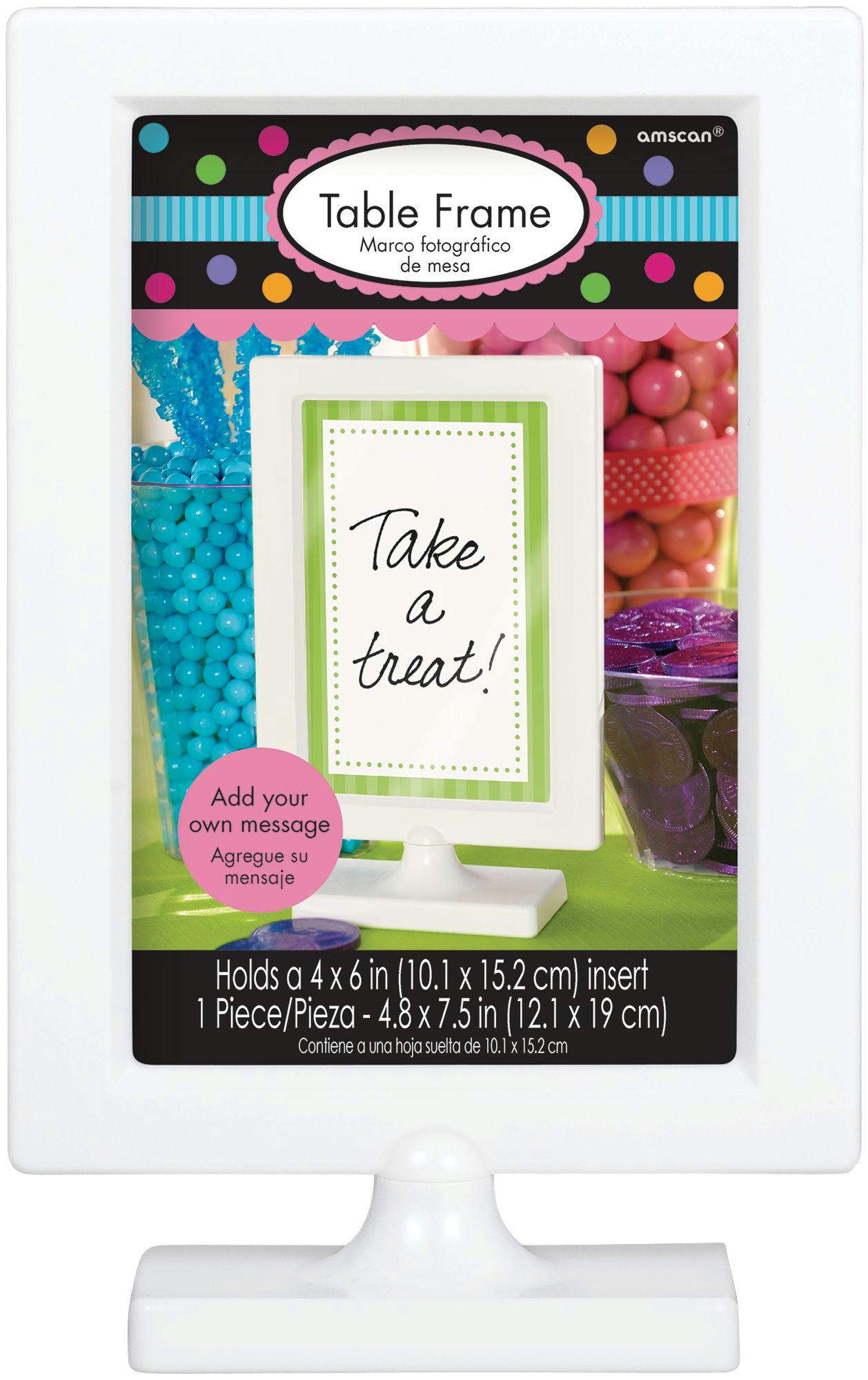 Customizable Plastic Table Sign for Birthday, Party, Anniversary, White, 5 x 7 3/4-in
