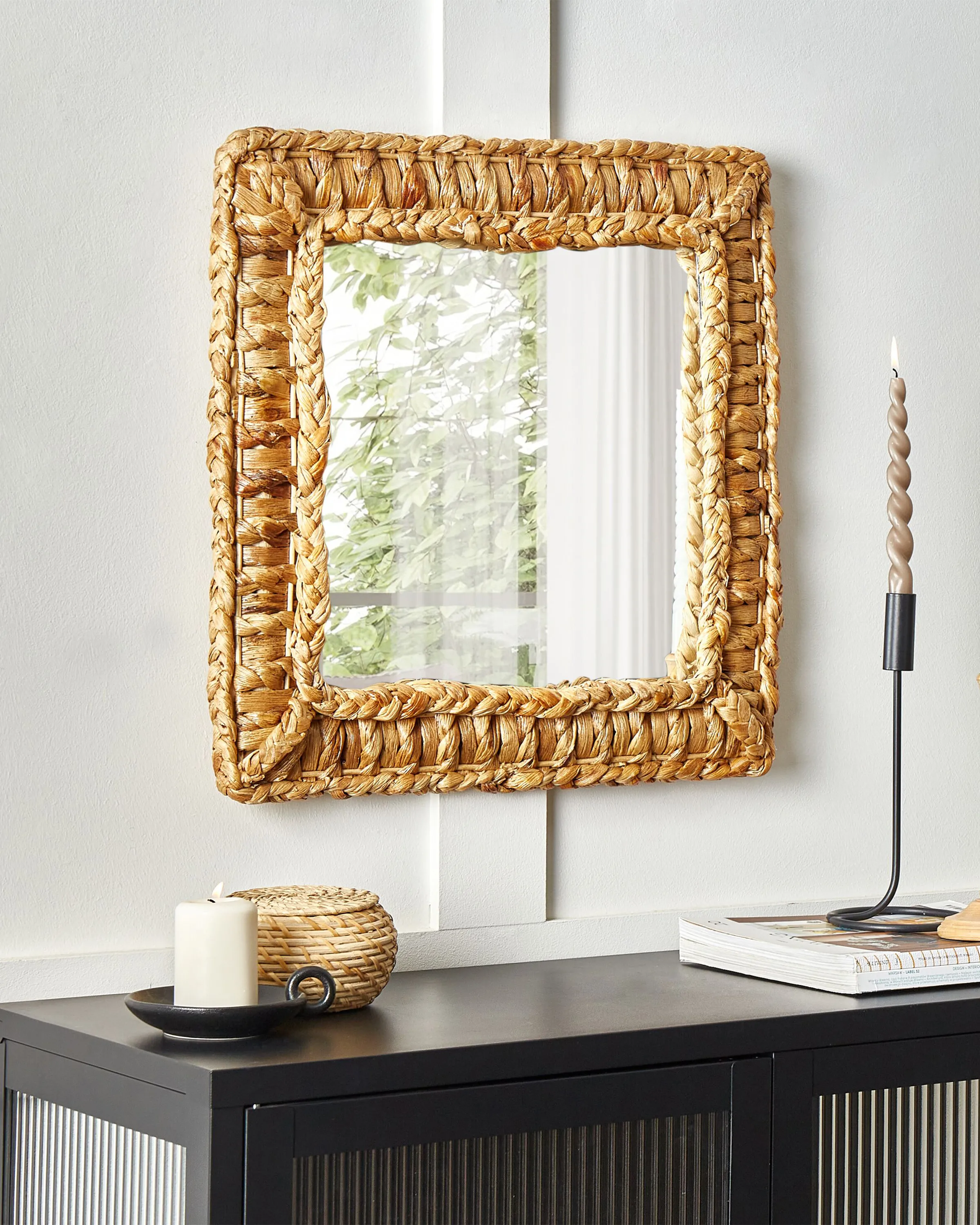 Wall Mirror LANGLI 52 cm 52 cm Wicker Natural