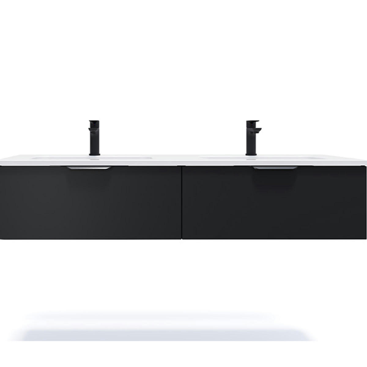 SOHO - Meuble salle de bain double vasque 140cm 2 tiroirs Noir