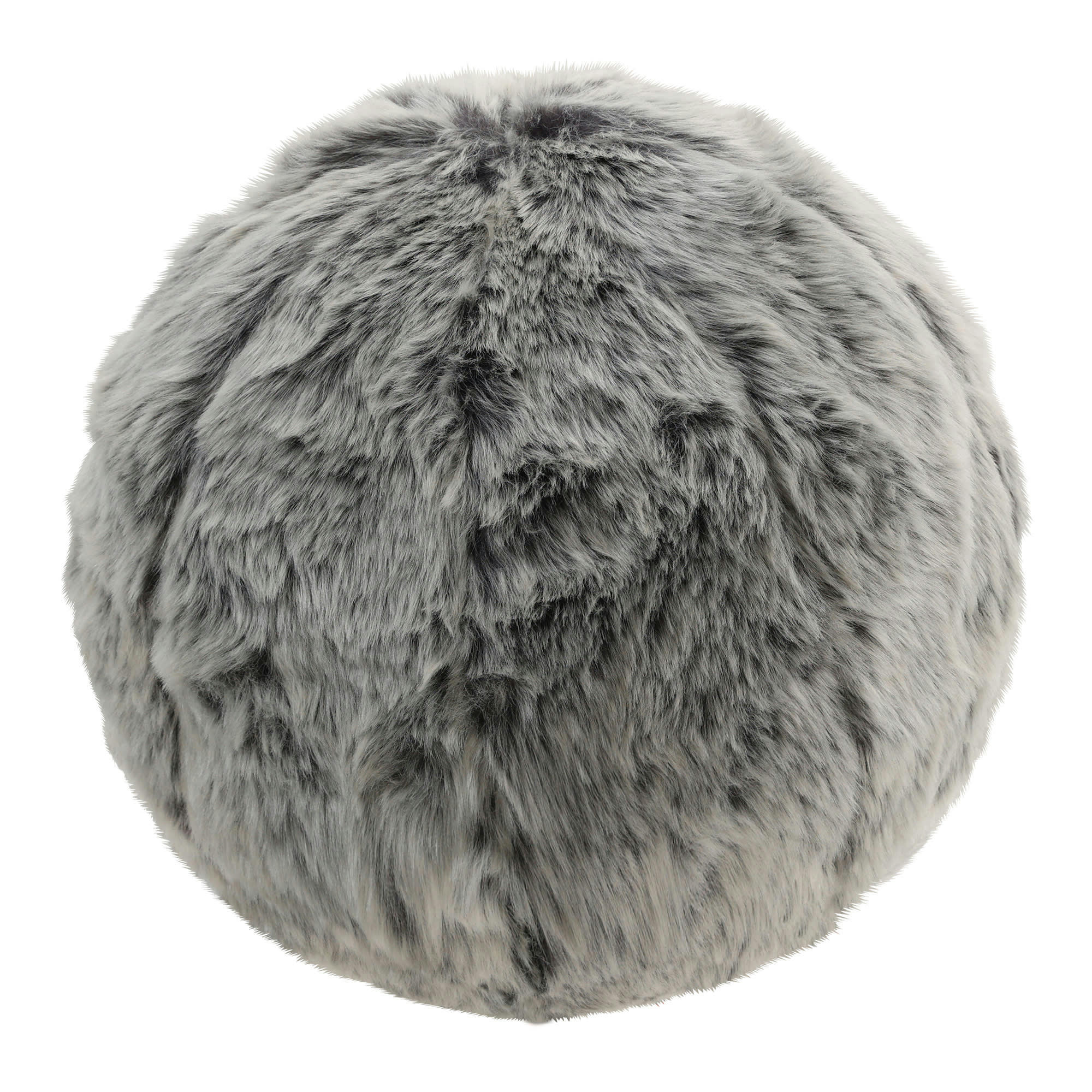 - Lot de 2 coussins ronds en fausse fourrure gris loup