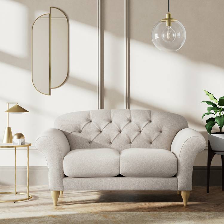 Habitat Brooker Fabric 2 Seater Sofa - Natural - Ash Leg