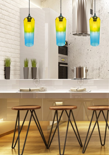 Lampa wisząca czarno-niebieska EOL 1xE27x60W wym: 120x11x11 cm Candellux