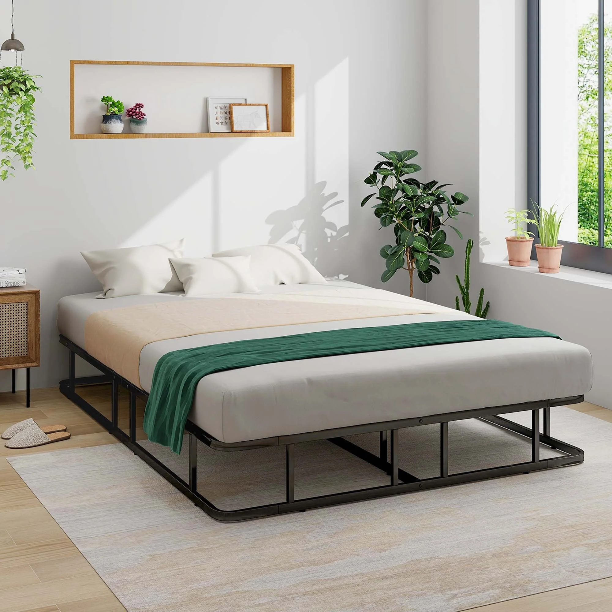 Costway Queen Size Metal Platform Bed Frame Mattress Foundation with