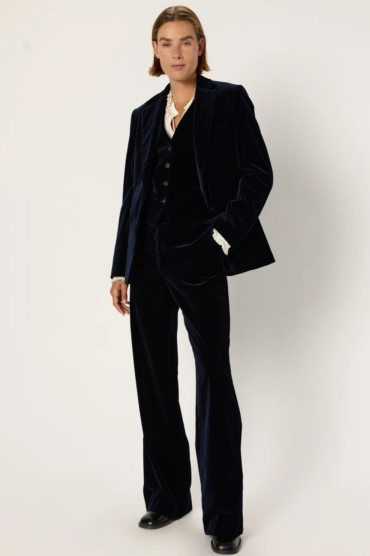 Pantalon large en velours ras - CLOTILDE